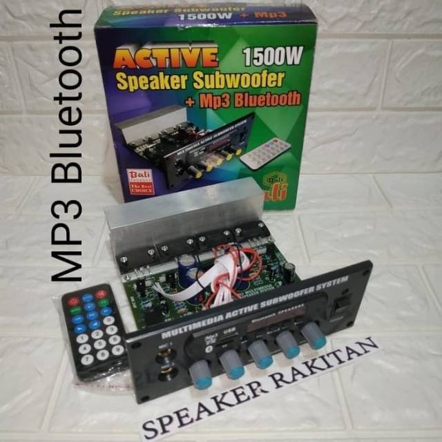 Kit Amplifier Speaker aktif Subwoofer + MP3 Bluetooth Stereo PMPO 1500Watt