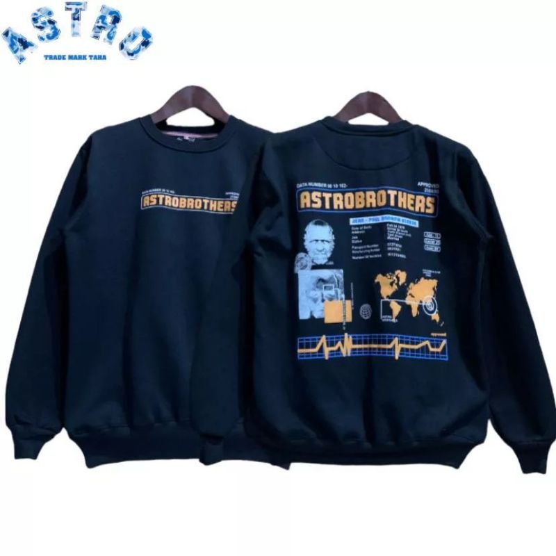 Crewneck sablon Motif/polos Astro pria wanita