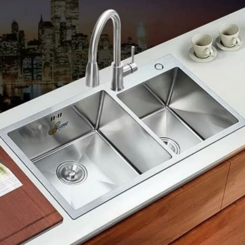 kitchen sink onan 7541 stainless / kitchen sink stainless 2 lubang - tarik hitam