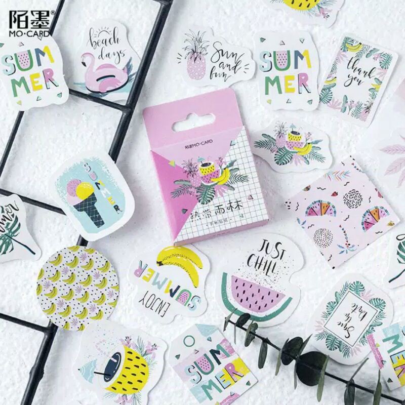 

45 Pcs Sticker Summer lucu untuk scrapbook/jurnal I FREE GIFT