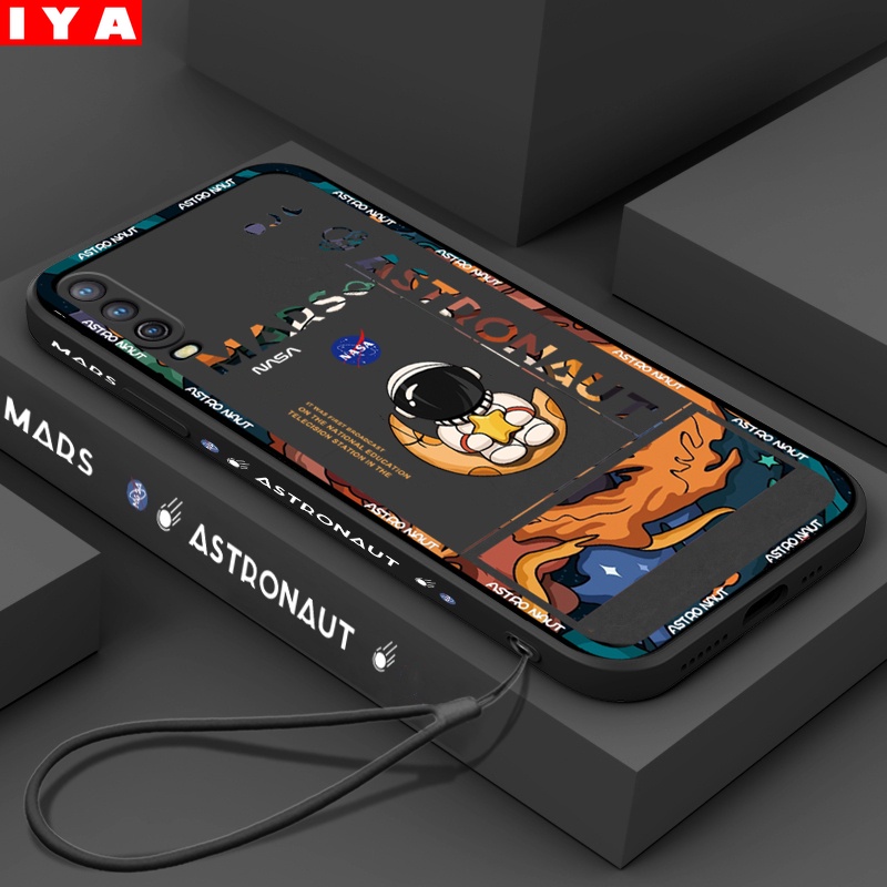 Soft Case TPU Motif Astronot Mars Dengan Lanyard Untuk Huawei Y6P Y7A Y6 Pro 2019 Nova 7i Nova5T 3i Y9S P30 Lite