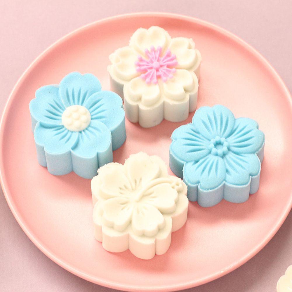[Elegan] Es Kulit Cetakan Mooncake Bunga Sakura Kacang Hijau Kue Mid-Autumn Festival Moon Cake Cookie Mold Dapur Gadget Baking Aksesoris Tangan Ditekan Cetakan Mooncake