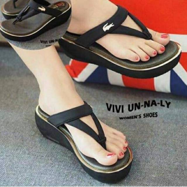 Sandal Jepit Wedges 5cm Dv119 Acc Buaya