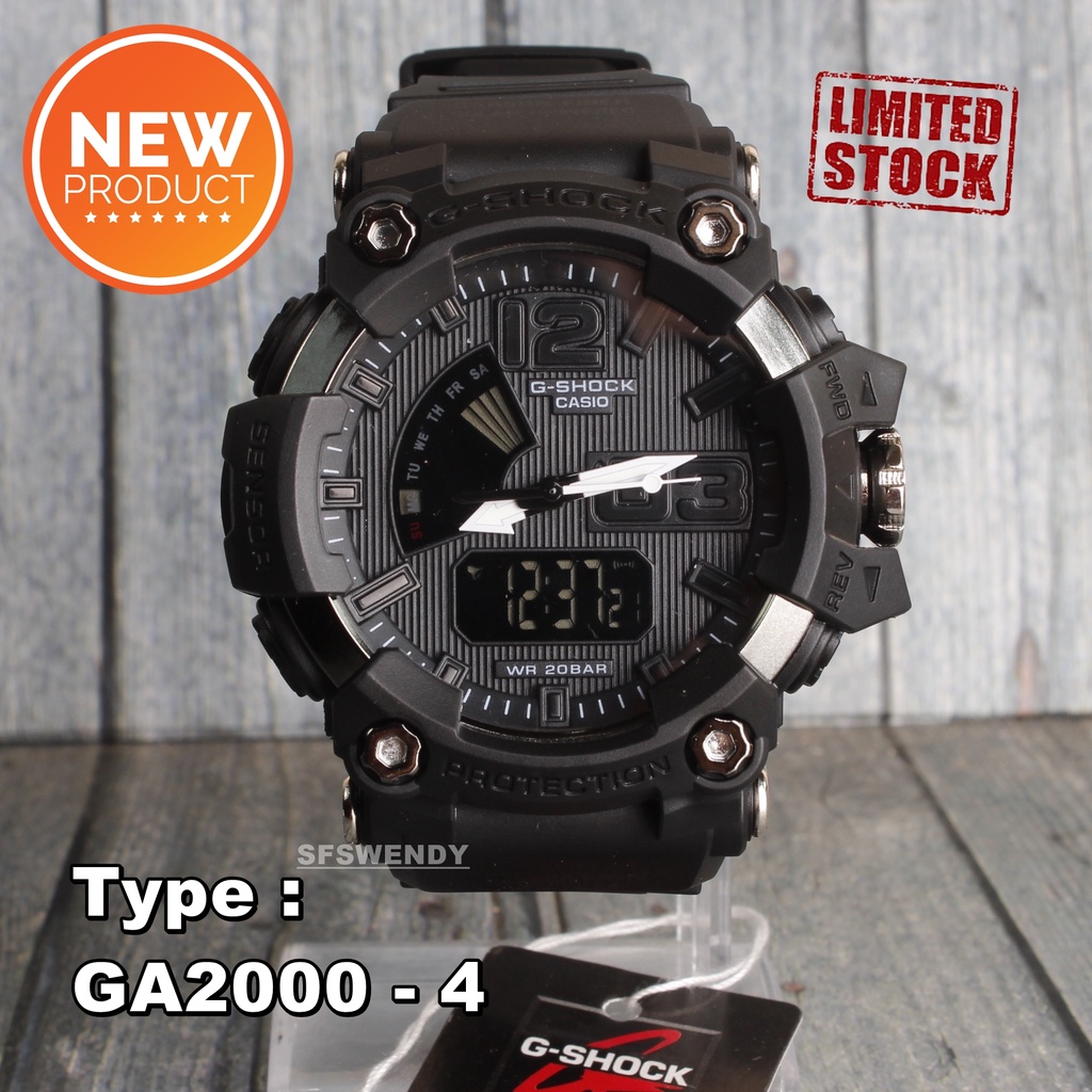 PRODUK TERLARIS !!! Jam tangan pria G Shock GA-2000 Hijau hitam cream army digital dual time anti air sporty