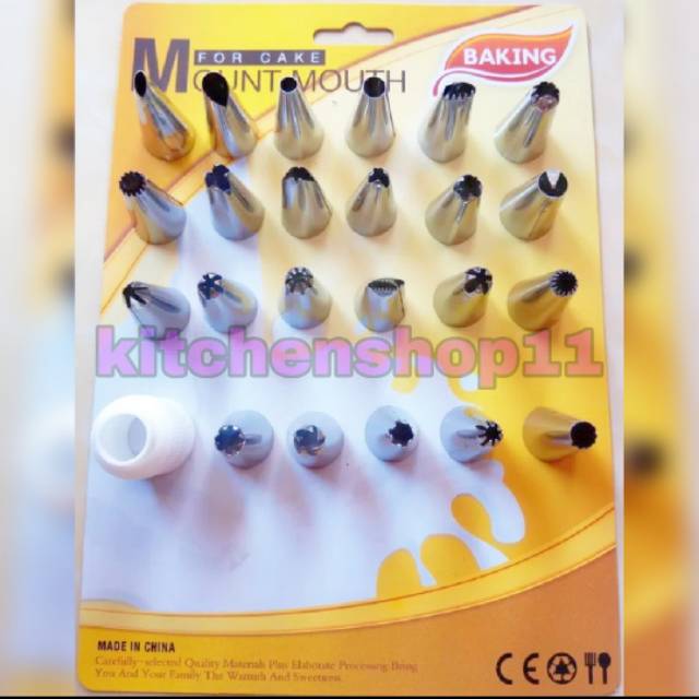 Spuit Mount mouth baking / alat penghias kue / dekorator cake 24pcs / spuit hias kue 24pcs