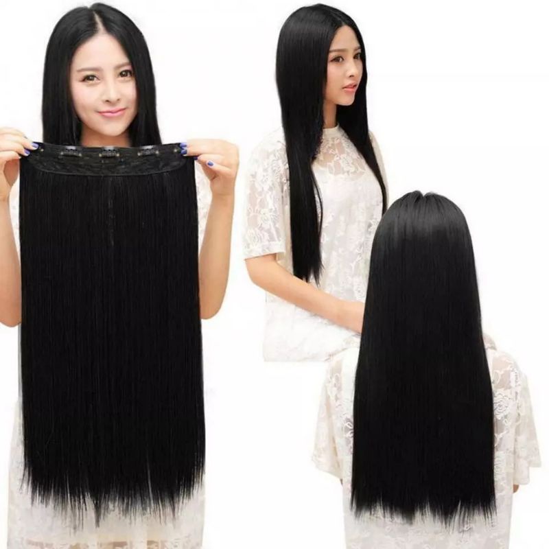 HALF WIG LURUS DAILY NATURAL BIG LAYER HAIR CLIP STRAIGHT HAIR EXTENSION RAMBUT PALSU RAMBUT SAMBUNG