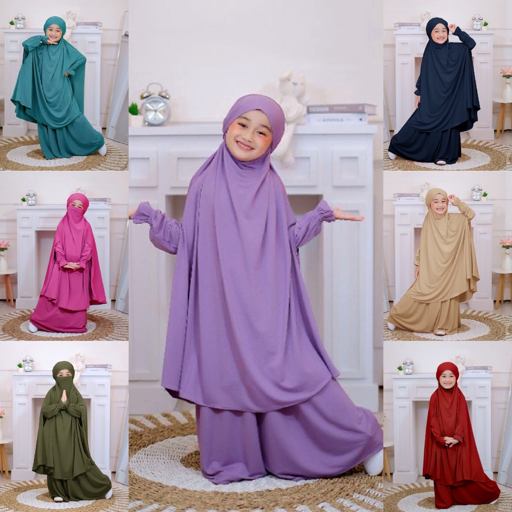 FenishaStore French Khimar Kids Satimah Set / Baju Muslimah Anak / Gamis Anak Sholehah dengan Cadar