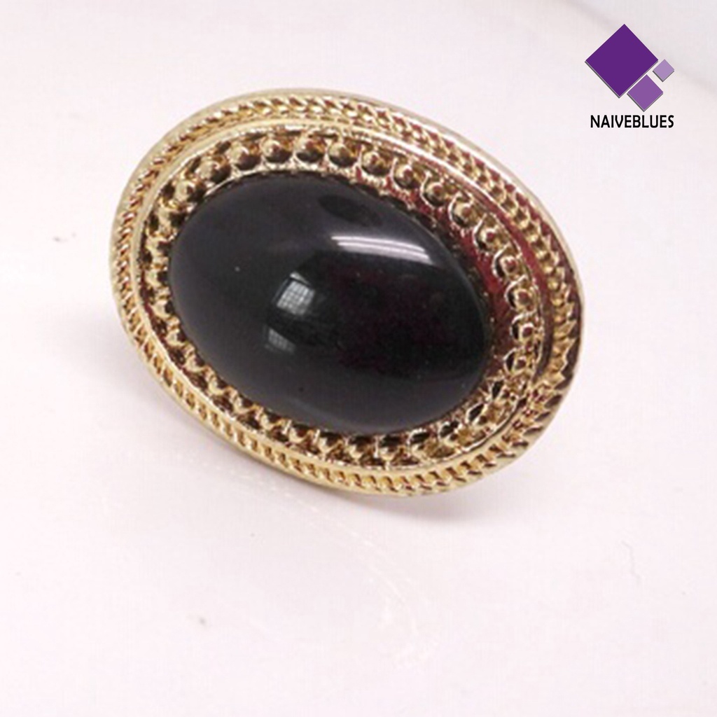 Cincin Batu Permata Oval Besar Adjustable Untuk Kencan