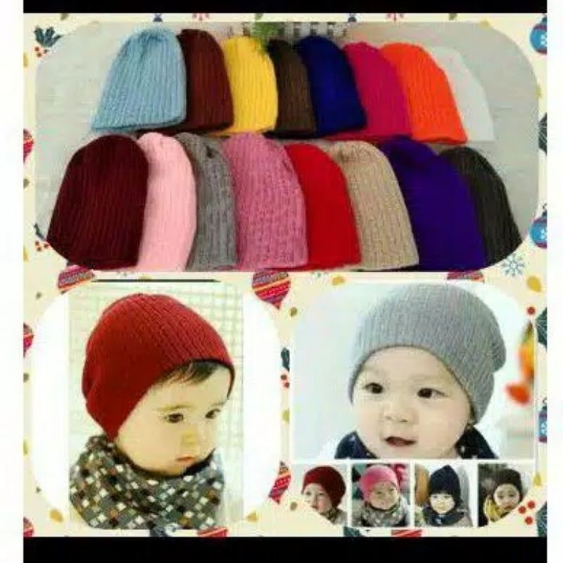 Kupluk Rajut Polos Bayi Topi Anak