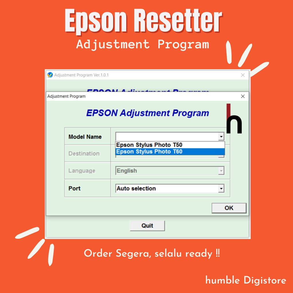 

Epson T50_T60 Program Resetter / Waste Ink Pad Counter Reset