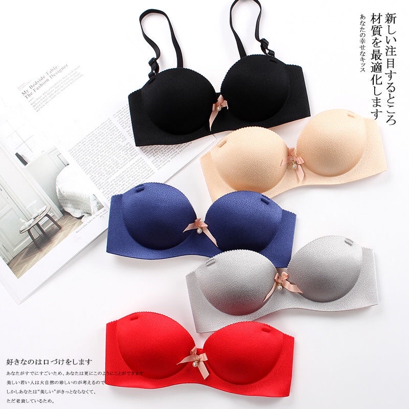 Small Chest Flat Chest Special Bra AA Cup Korean Version Underwear Without Steel Ring Half Cup Push 