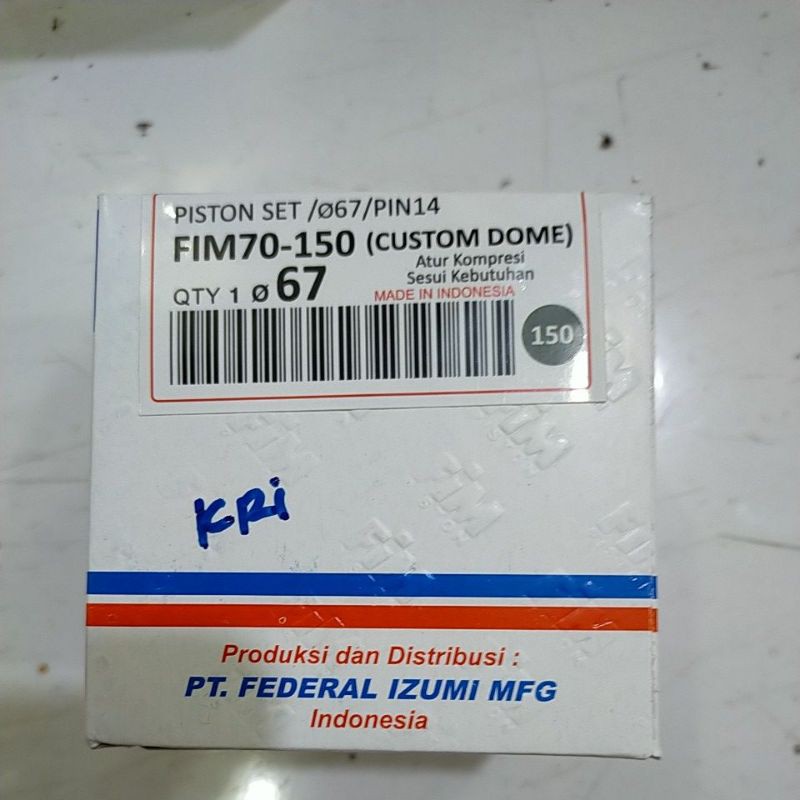 piston seher kit bore up FIM 70 diameter 65.5 66 66.5 67 67.5 68 mm pen pin 14 mm DOME MENTAH CUSTOM-OS 150 (67 MM)