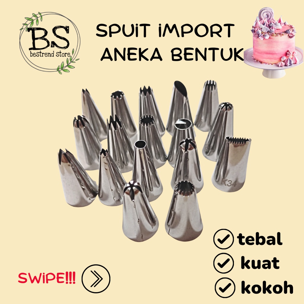 Spuit Tulis Aneka Bentuk Stainless Steel Untuk Menulis Menghias Diatas Cake Roti