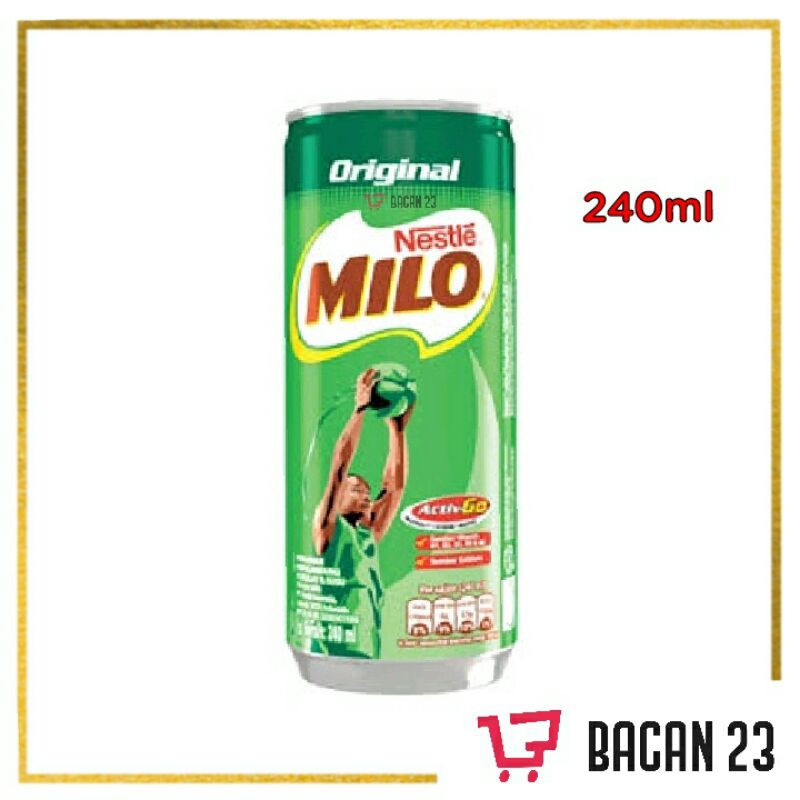 

Milo Nestle Activ-Go Original (240ml) / Susu Cokelat Kemasan Kaleng / Bacan 23 - Bacan23