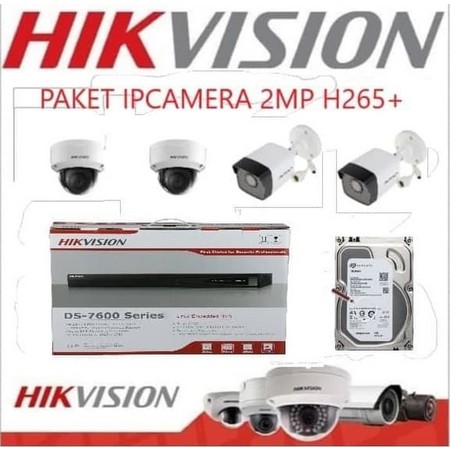PAKET IPCAMERA HIKVISION 8CH HDD 2TB NVR DS-7108NI-Q1/ M NVR 8CH 8 UNIT IPCAM DS-2CD1021-1