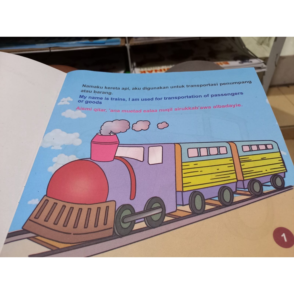 Buku Cerita Anak Bergambar Transportasi 3 Bahasa Indonesia - Inggris - Indonesia Full Color