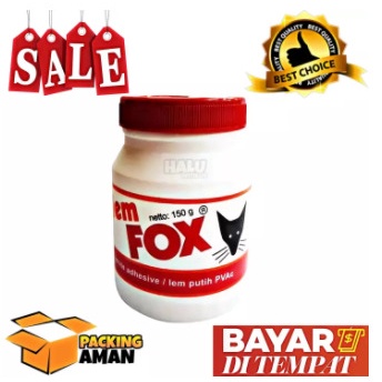 Lem Fox / LEM KAYU KERTAS FOX PUTIH WHITE ADHESIVE PVAC - UK 150 GRAM BAHAN SLIM MURAH