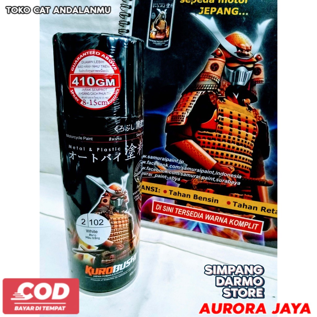 Pilox Pylox Samurai White 102 Putih Mengkilap Biasa Standart Standat Standar Solid Solit Cat Mobil -