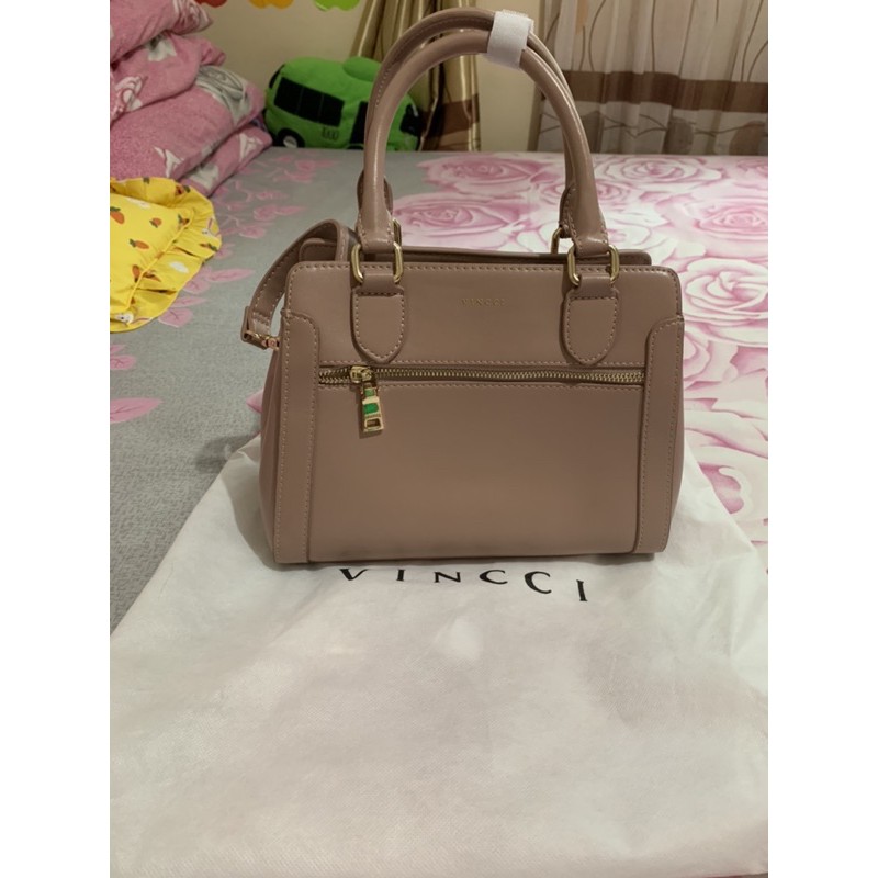 preloved tas vincci warna dustypink ada tali panjang. original vincci malaysia