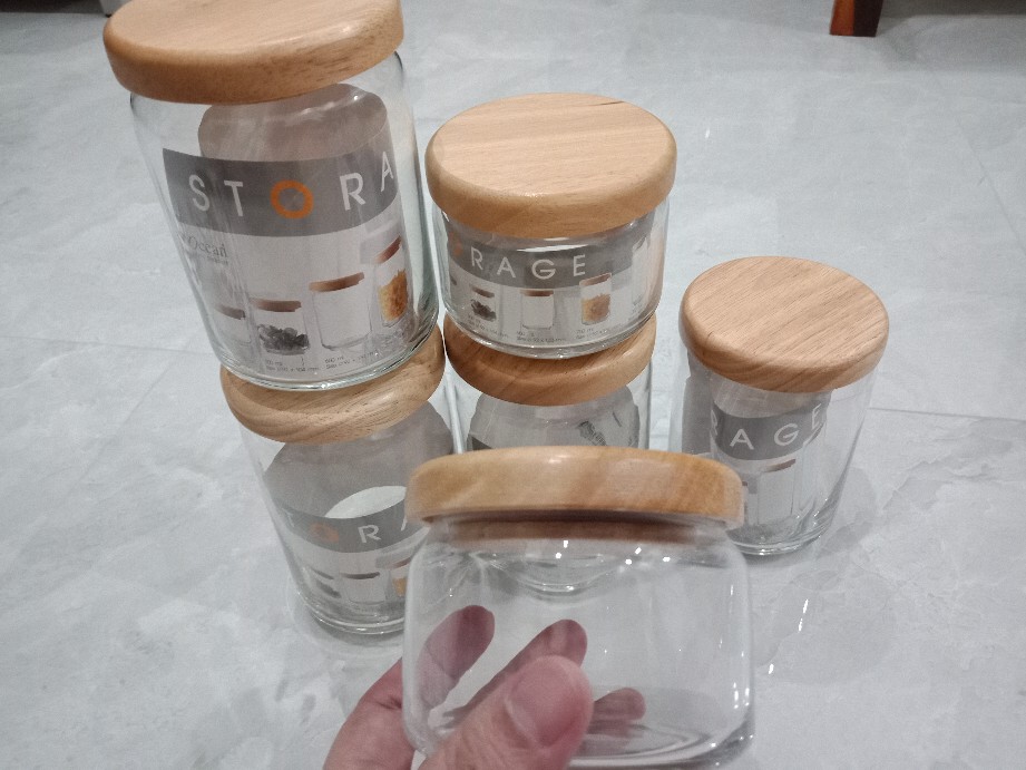Kotak Penyimpanan Toples Kaca / Ocean Pop Jar Wooden Lid 750 Ml