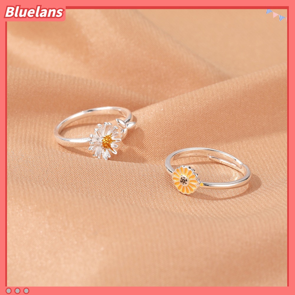 Bluelans Women Simple Marguerite Sunflower Shape Opening Adjustable Ring Jewelry Decor