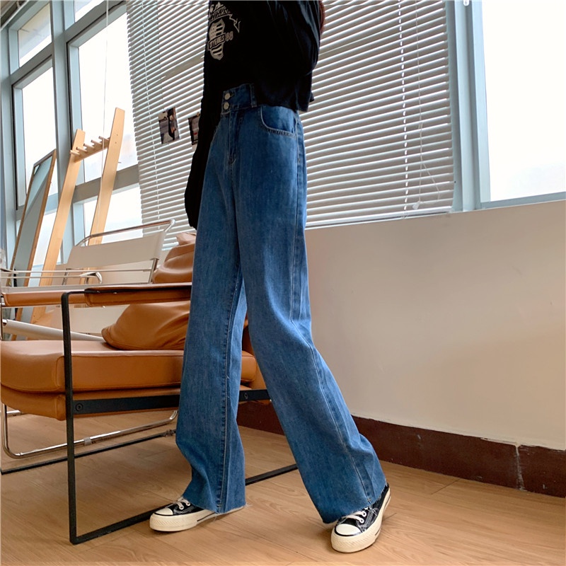 ♬Celana kaki lebar ramping pinggang tinggi gaya Korea baru/M-L