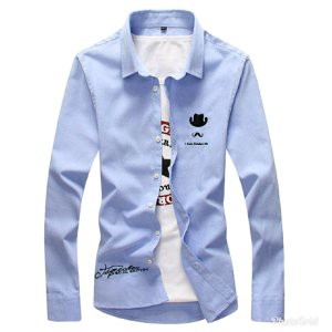 yc hem ROVEN WHITE Kemeja putih navy abu baby blue pria lengan panjang katun polos simple elegan mo