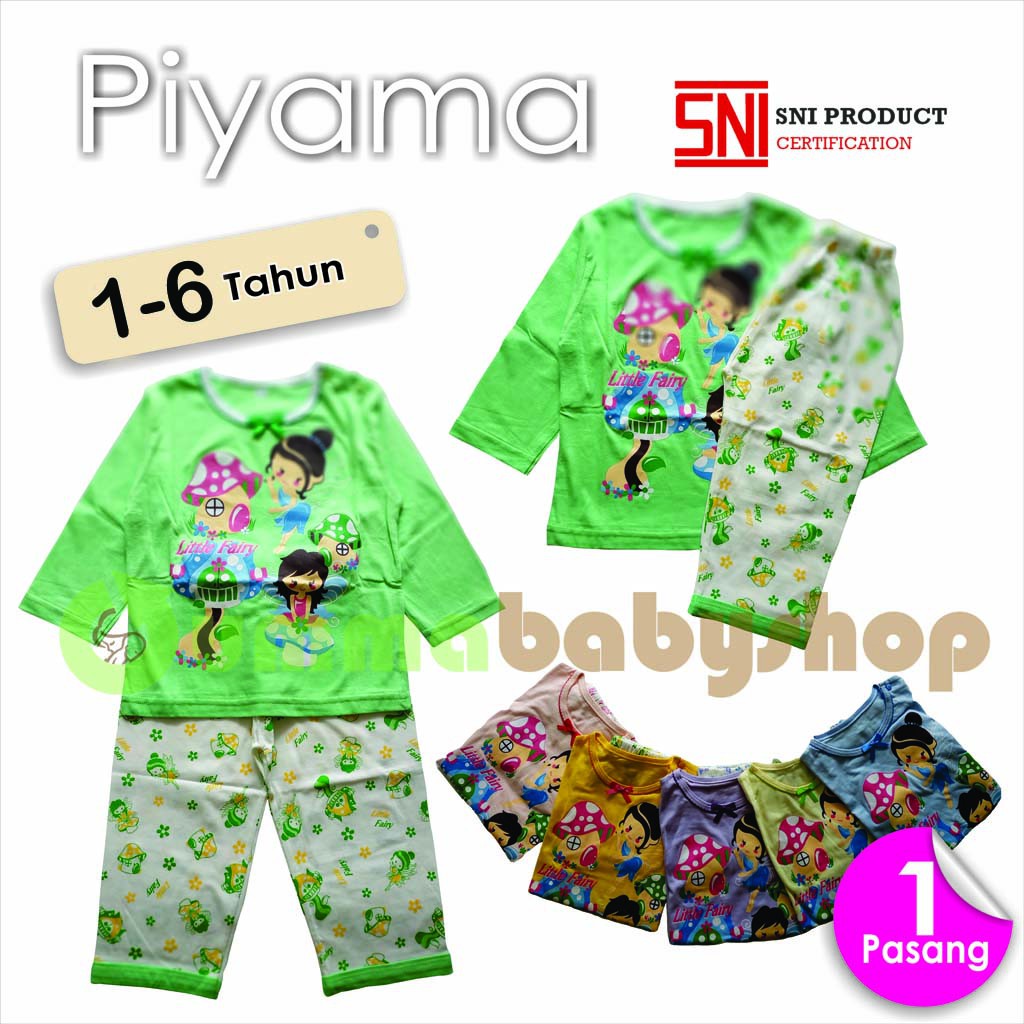 Piyama Anak Lengan Panjang Baju Tidur Anak Bahan Kaos Katun Cewek Perempuan Setelan Pakaian 1-6Tahun