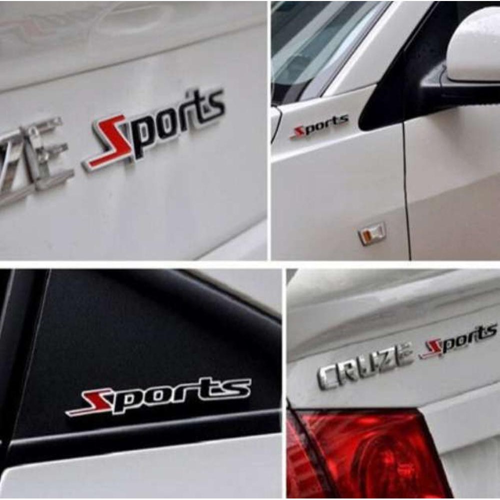 Stiker Mobil 3D Sports Metal Merah Hitam