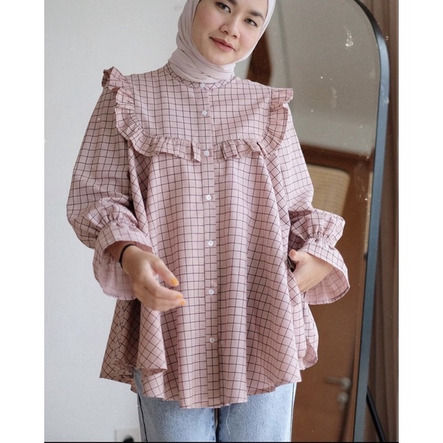 Widi Linen Pink Giara Navy Kalani label