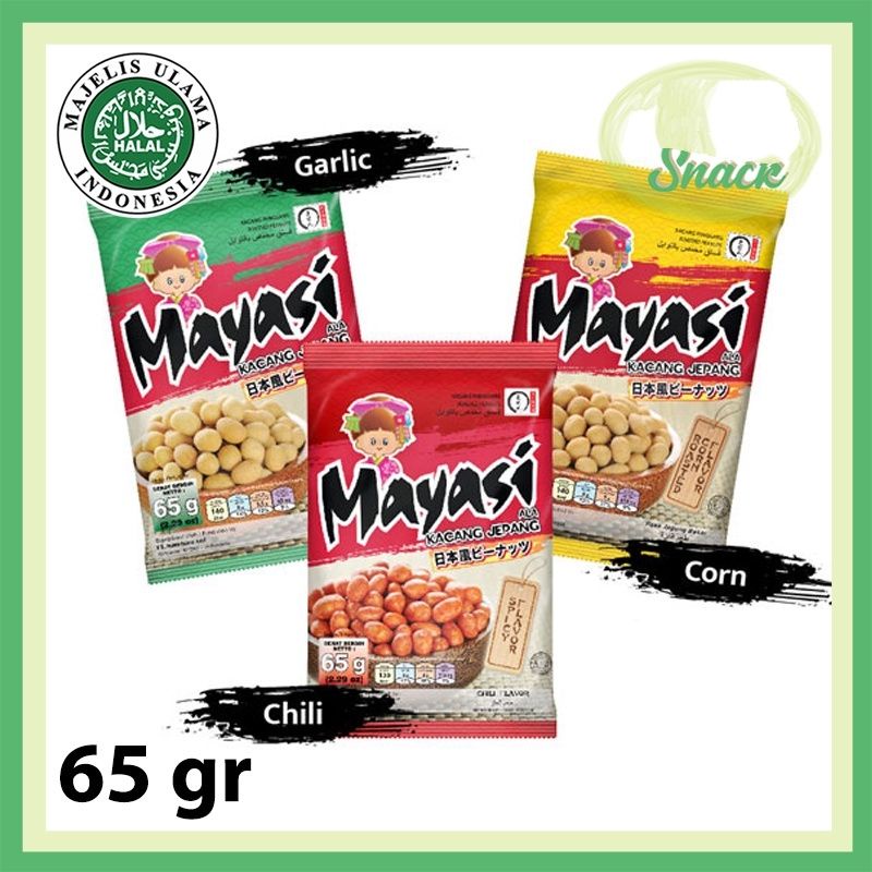 Mayasi kacang Jepang rasa bawang / jagung /spicy /koro keju/ koro spicy 65 gram