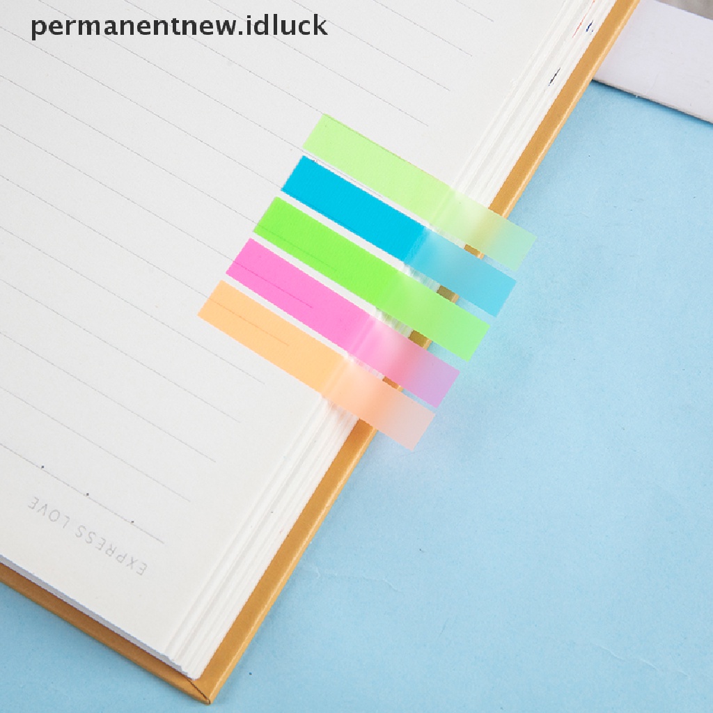 300pcs Stiker Sticky Note Transparan Fluorescent Untuk Stationery Anak Sekolah / Kantor