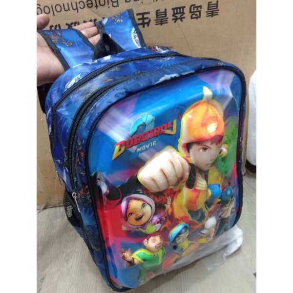 REALPICT Ransel LED Boboiboy 3D Embos tas anak sekolah Karakter bisa nyala
