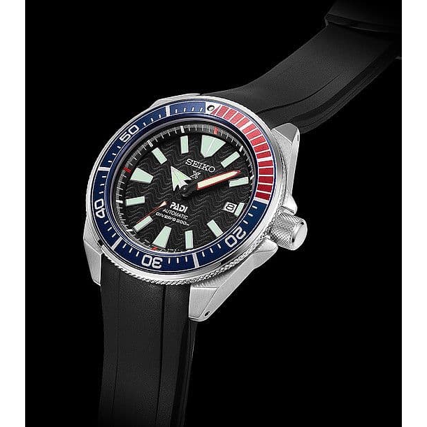 Crafter Blue Curved End Rubber Strap for Seiko New Samurai CB09