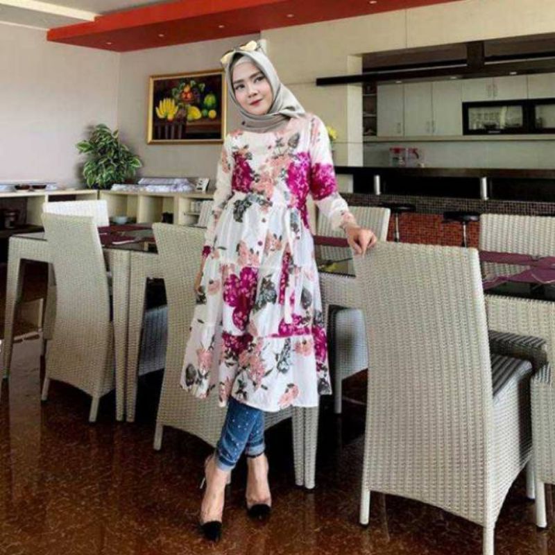 PROMO AYUNDA HITAM TUNIK BUSUI //TUNIK BUSUI TERBARU //TUNIK MOTIF TERBARU TERHITZ(1KG MUAT 5 PCS)