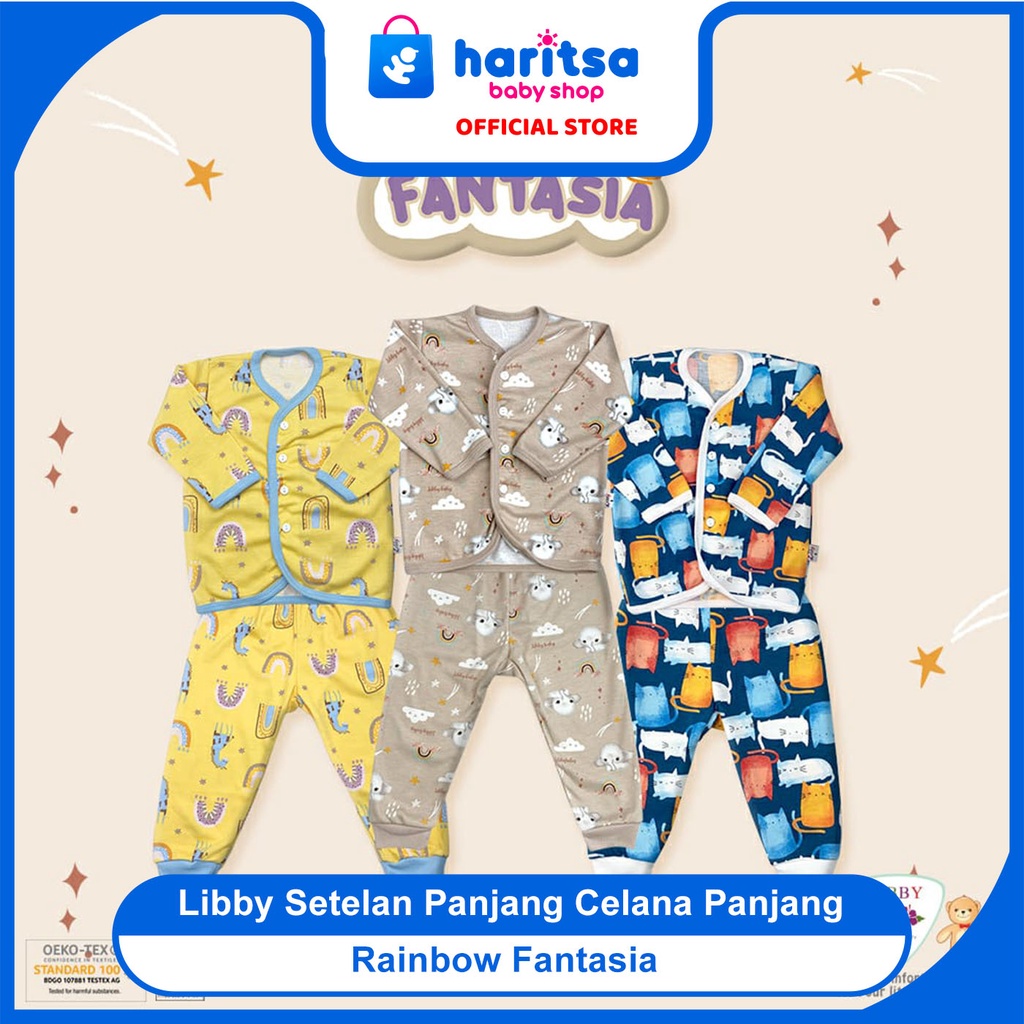 Libby Baby Setelan Panjang SML Kancing Depan/ Libby Baju bayi Rainbow Fantasia