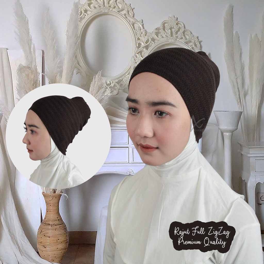 Inner Rajut Anpus Zigzag Premium Ciput Knit Anti Pusing Bandana Hijab