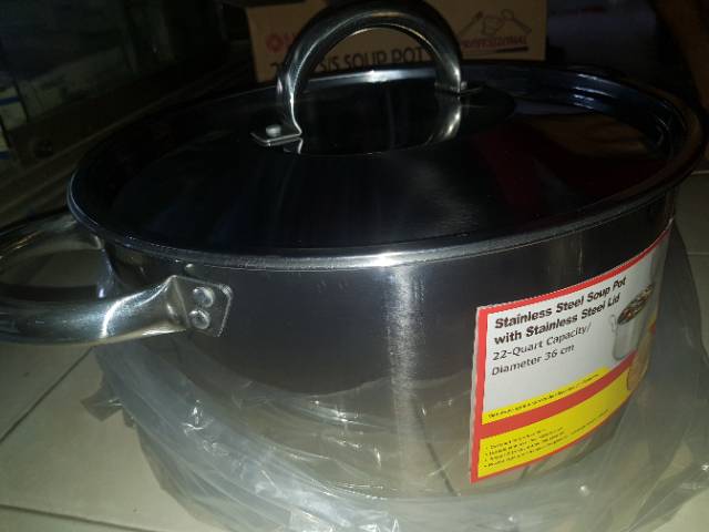 SUPRA - SOUP POT SS LID 22 QT - 36 CM - STAINLESS STEEL