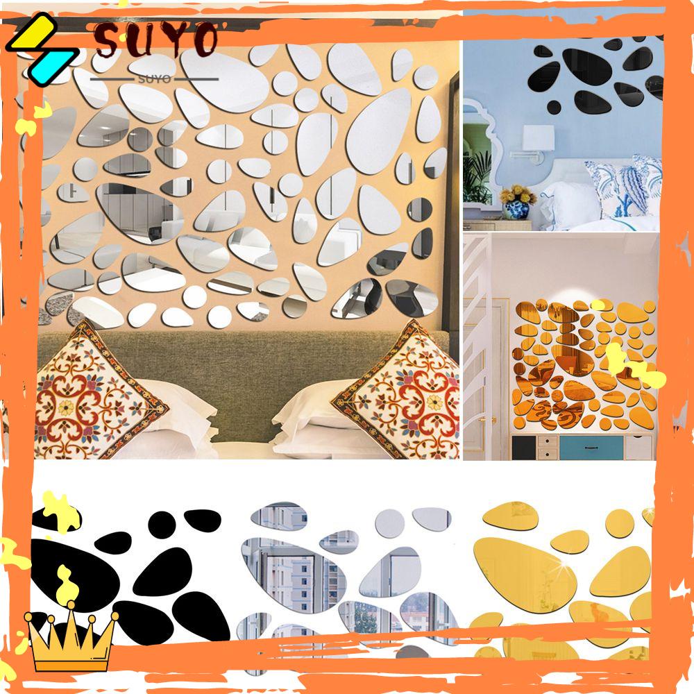 Suyo 12PCS / Set Stiker Dinding Motif Cermin Gaya Modern Untuk Dekorasi Ruang Keluarga DIY