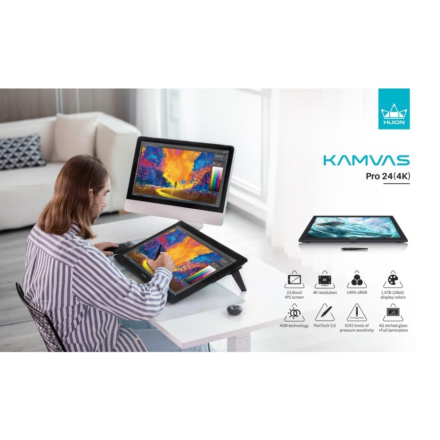 Huion Kamvas PRO 24 4K sRGB 140% include keydial garansi resmi 1thn