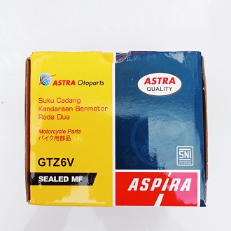 Aki GTZ6V SEALED MF Aspira Original AKi Accu Kering Motor Vario 125,PCX CBR Murah