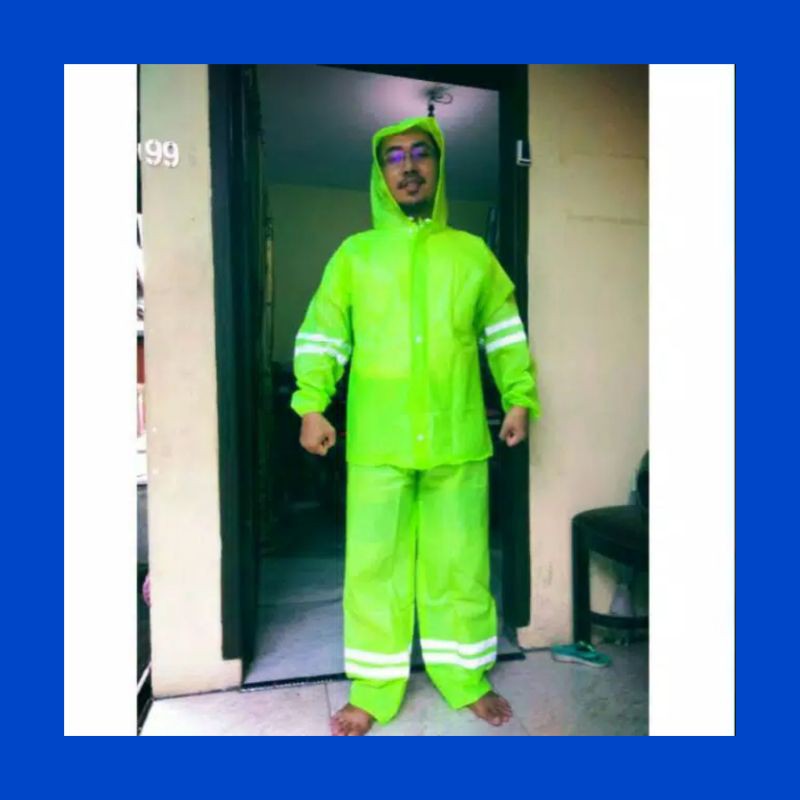 Grosir original jas hujan hijau stabilo jaket celana