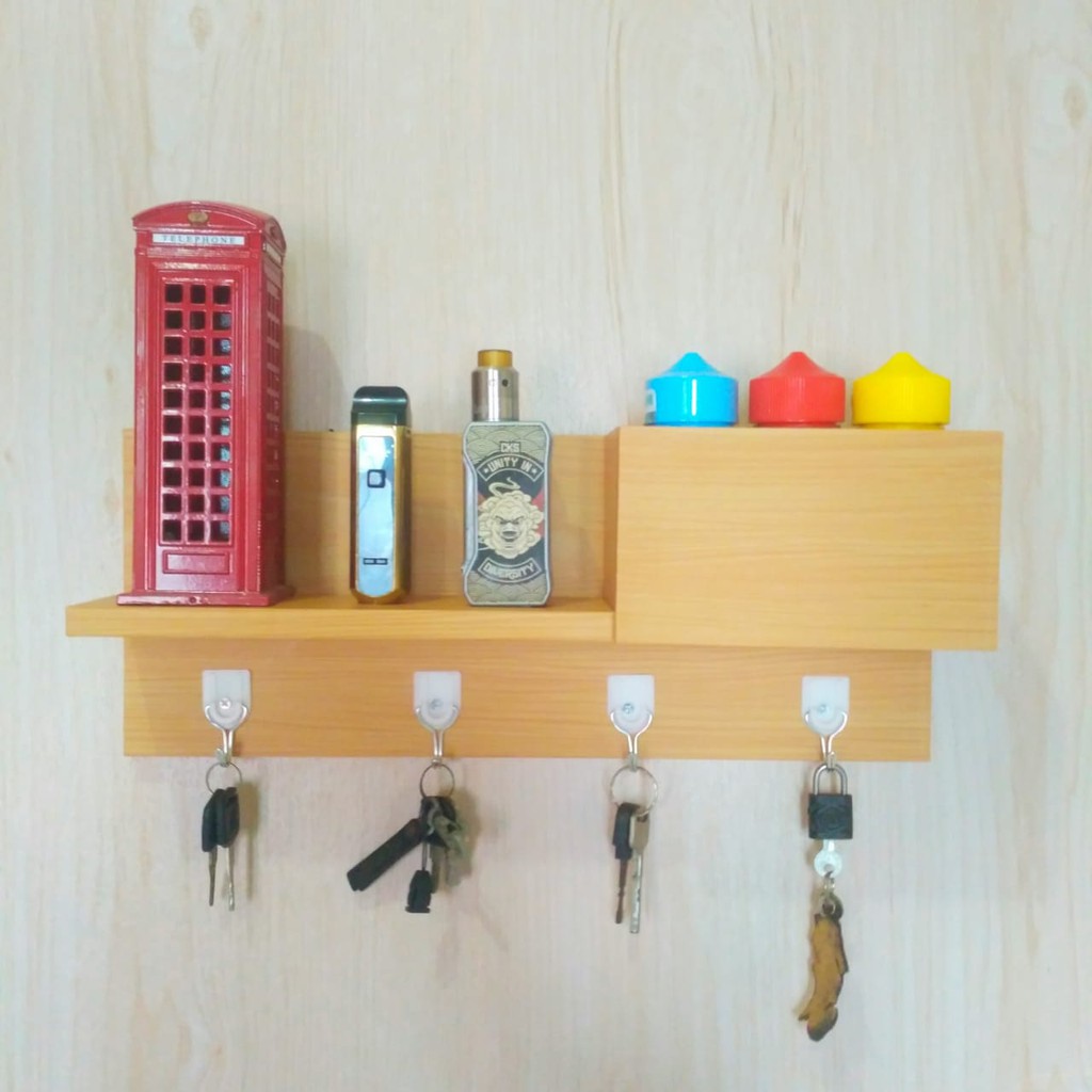 Dekorasik II Rak Dinding Vintage II Ambalan Minimalis Serbaguna II Gantungan Kunci Make up Kosmetik