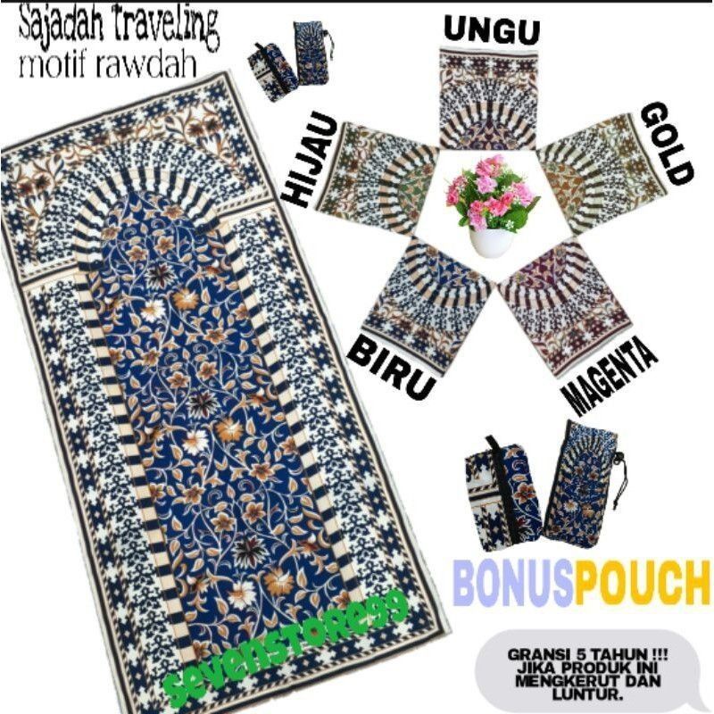 sajadah traveling/sajadah travel harga grosir murah free pouch serut/sajadah+sablon/oleh haji umroh