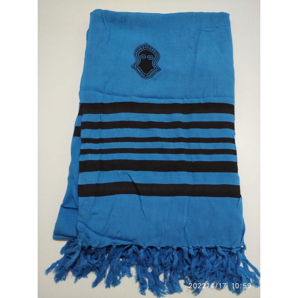 H2. surban terumpah. surban rayon. surban motif garis kualitas premium ukuran 125cm X 210cm-BIRU