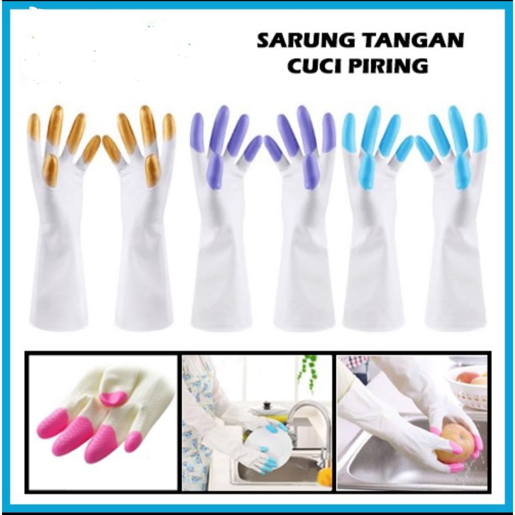 ~ PIYOSHI08 ~ Sarung Tangan Karet Cuci Piring Anti Air Rubber Glove Murah PR44