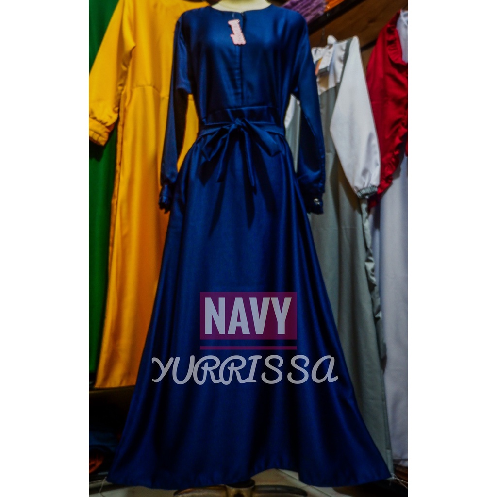 Gamis Balotelli Tali Remple Premium/Gamis Terbaru/Gamis Terlaris/Gamis Modern-Navy