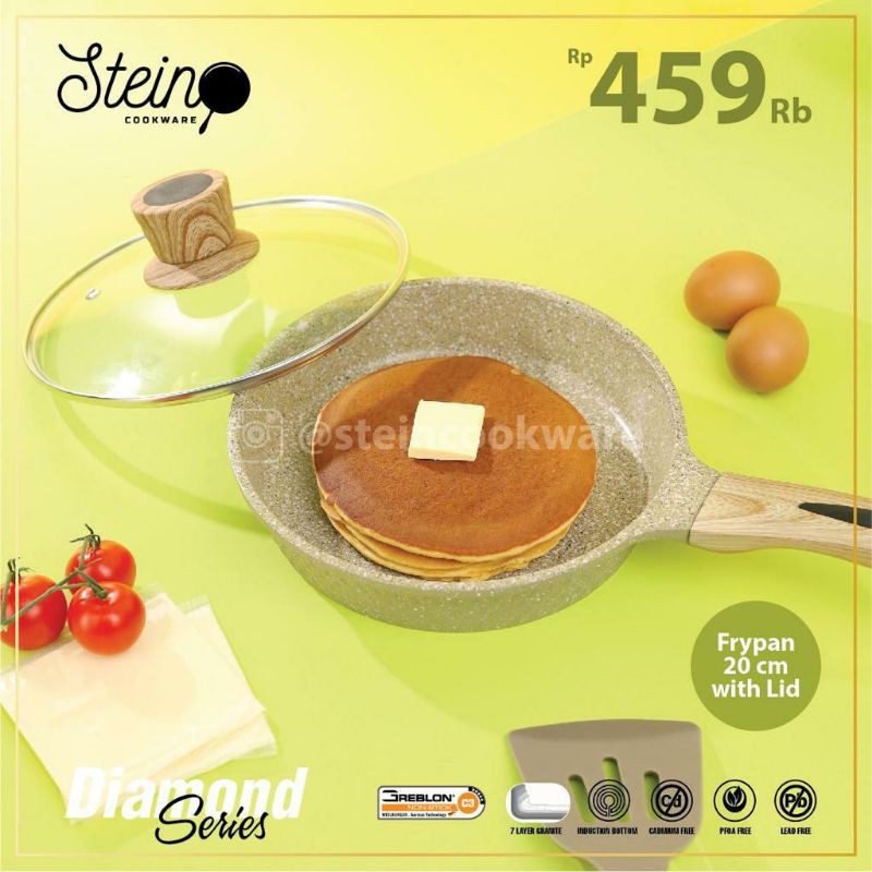 Stein Steincookware Frypan 20 cm Diamond Series plus Tutup Kaca