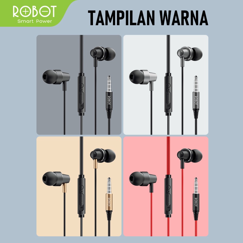 HENSET ROBOT  Headset Earphone RE240S In-Ear Deep Rich Bass Metal Wire Original - Garansi Resmi 1 Tahun ORIGINAL