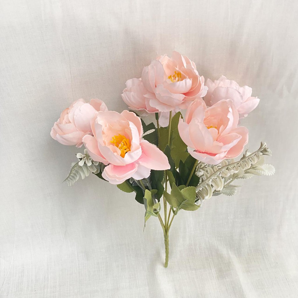 Bunga Peony Hybrida Premium (satuan) Bunga Artificial / Bunga Plastik / Bunga Dekorasi / Pernikahan-Pink